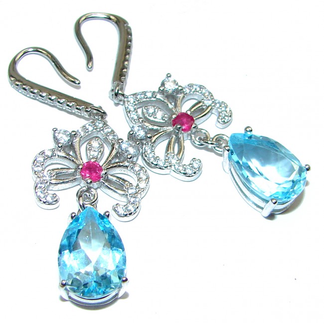 Amazing authentic London Blue Topaz .925 Sterling Silver earrings