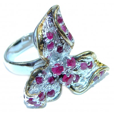 Victorian Style Kasmir Ruby .925 Sterling Silver handmade Ring size 7
