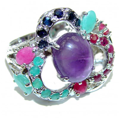Exclusive Amethyst .925 Sterling Silver HANDCRAFTED Ring size 8