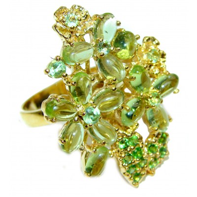 Genuine Peridot 14k Gold over .925 Sterling Silver handcrafted Ring size 9 1/4
