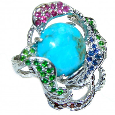 Blue Dreams Authentic Turquoise .925 Sterling Silver handcrafted ring; s. 7