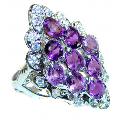 Incredible 11.7 carat African Amethyst .925 Sterling Silver handcrafted ring size 9