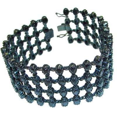 Authentic Sapphire black rhodium over .925 Sterling Silver handcrafted Bracelet