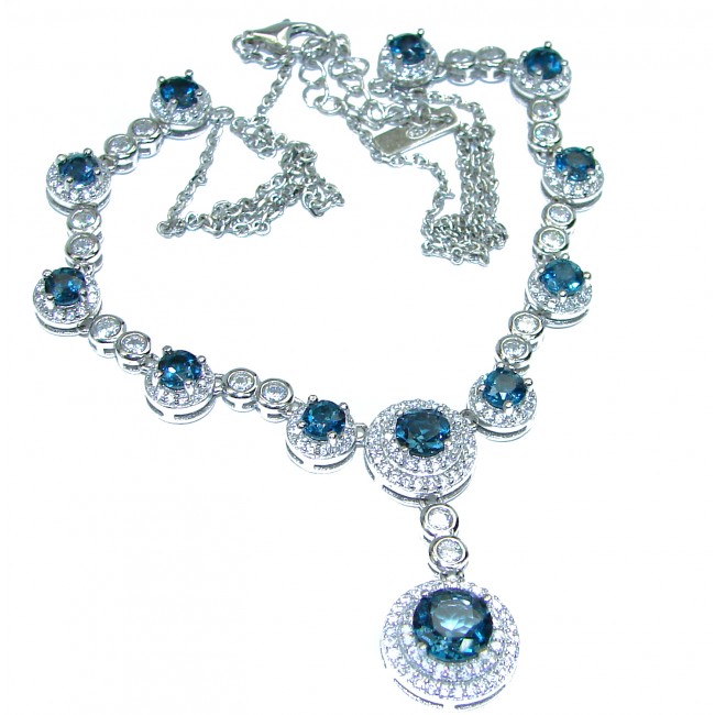 Marvels authentic London Blue Topaz .925 Sterling Silver handcrafted necklace