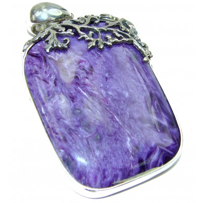 Natural Charoite .925 Sterling Silver handcrafted pendant