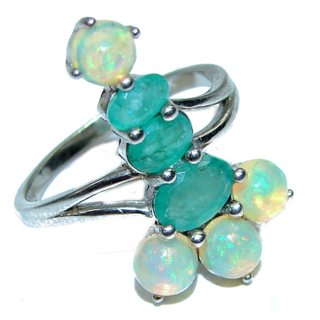 Extraordinary quality Ethiopian Opal .925 Sterling Silver handcrafted Ring size 7 1/2