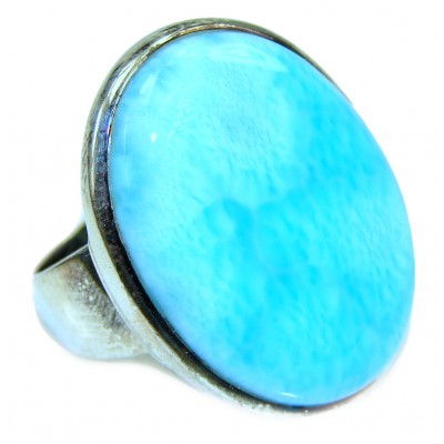 22.6 carat Larimar .925 Sterling Silver handcrafted Ring s. 9 3/4