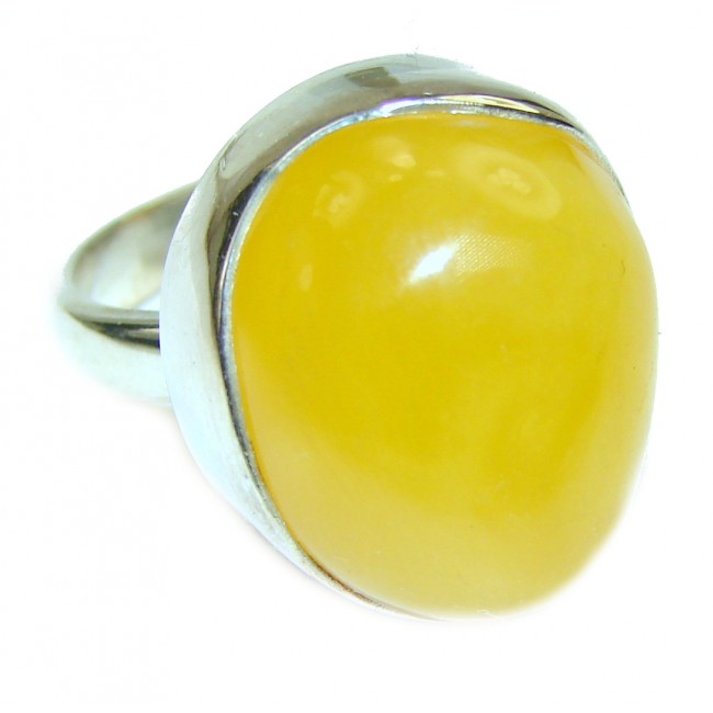 Authentic rare Butterscotch Baltic Amber .925 Sterling Silver handcrafted ring; s. 6 3/4