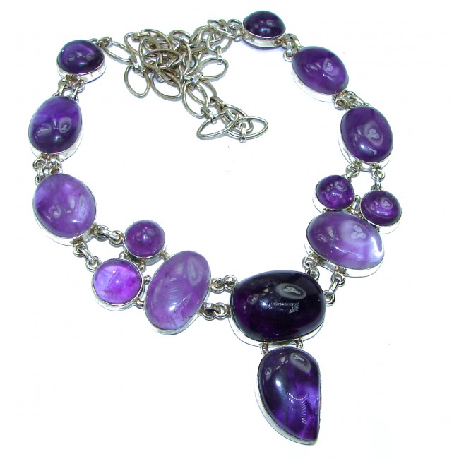 Purple Charm authentic Amethyst .925 Sterling Silver handcrafted necklace