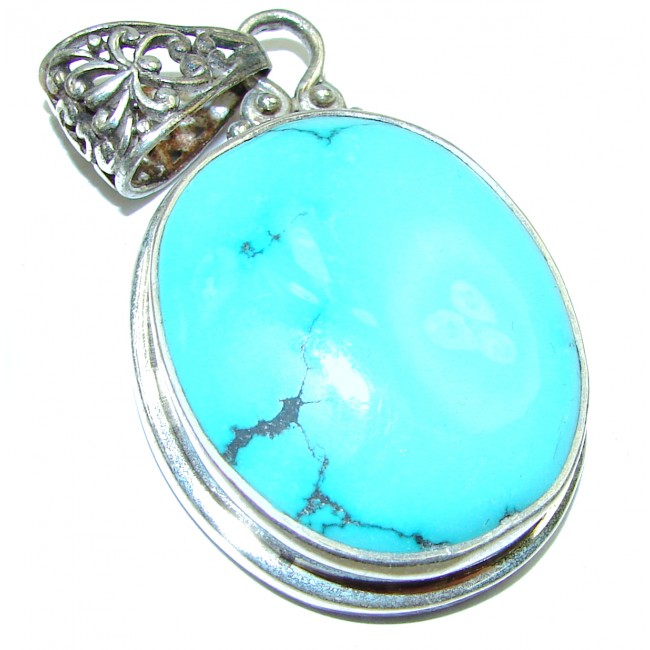 One of a kind Beauty authentic Turquoise .925 Sterling Silver handmade pendant