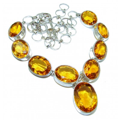 One of the kind Nature inspired Sublime Golden Quartz Sterling Silver handmade necklace