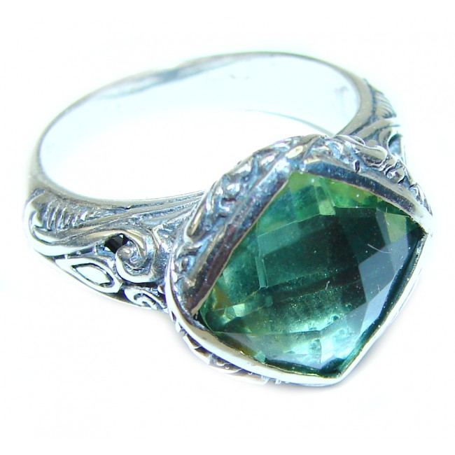 Best quality Green Amethyst .925 Sterling Silver handcrafted Ring Size 7