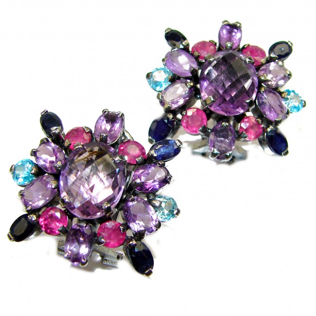 Purple Blossom Amethyst .925 Sterling Silver handcrafted earrings