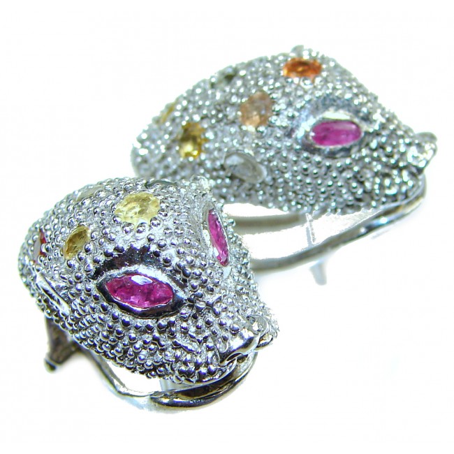 Cheetah Authentic Sapphire .925 Sterling Silver handmade earrings