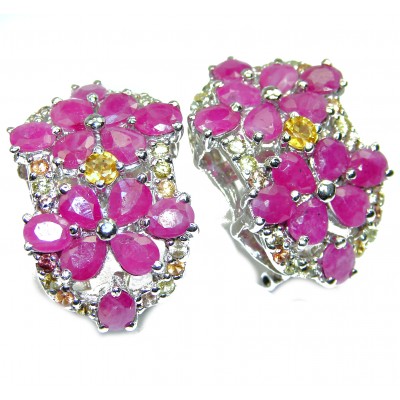 Bold Vintage Design Ruby .925 Sterling Silver earrings