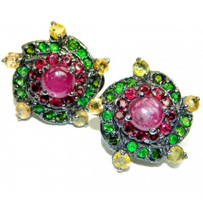 Authentic Ruby black rhodium over .925 Sterling Silver handcrafted earrings