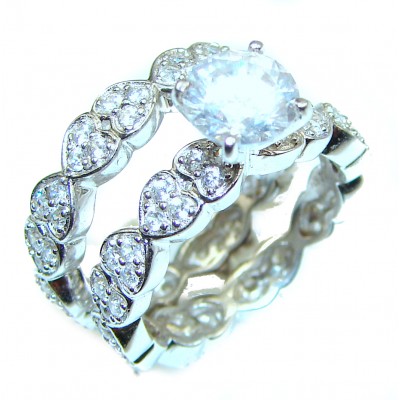 Spectacular White Topaz .925 Sterling Silver stack up ring size 6