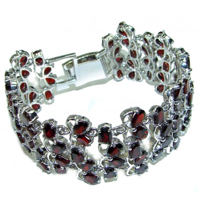Red Passion Authentic faceted Garnet .925 Sterling Silver handcrafted Bracelet