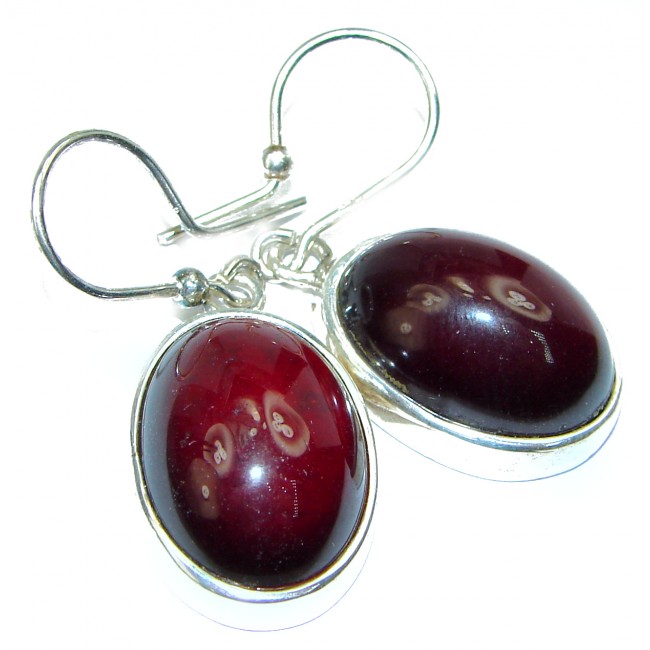 Authentic 22.5ct deep red Garnet .925 Sterling Silver handmade earrings