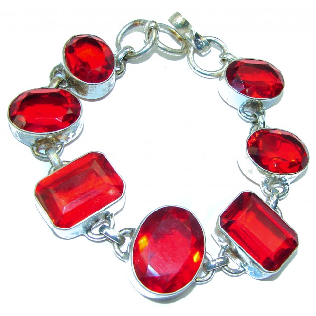Red Topaz .925 Sterling Silver handmade Bracelet