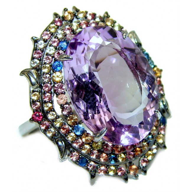 Incredible quality 14.7 carat Amethyst .925 Sterling Silver handcrafted ring size 9