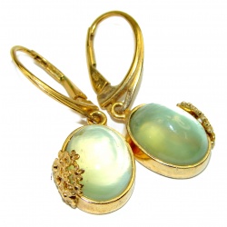 Stunning Authentic Prehnite 14K Gold over .925 Sterling Silver handmade earrings