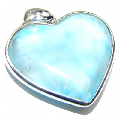 Big Angel's Heart amazing quality Larimar .925 Sterling Silver handmade pendant