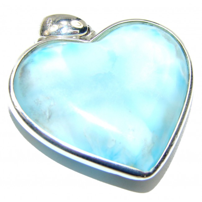 Big Angel's Heart amazing quality Larimar .925 Sterling Silver handmade pendant