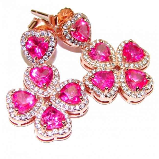 Pink Topaz 14K Rose Gold over .925 Sterling Silver entirely handmade earrings