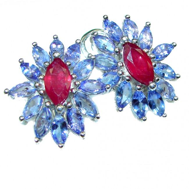 Authentic Ruby Tanzanite .925 Sterling Silver handcrafted earrings