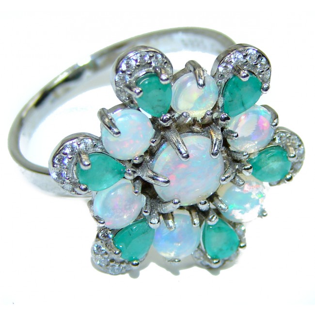 Extraordinary quality Ethiopian Opal .925 Sterling Silver handcrafted Ring size 8 3/4