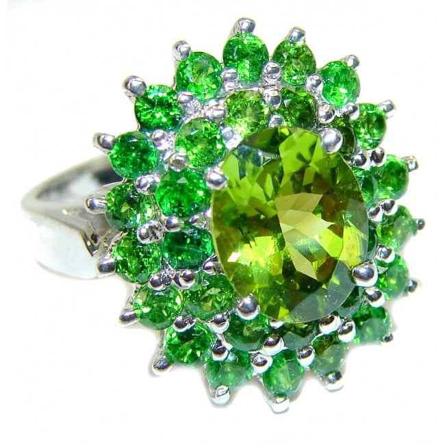 Authentic Peridot .925 Sterling Silver handmade Ring size 5 3/4