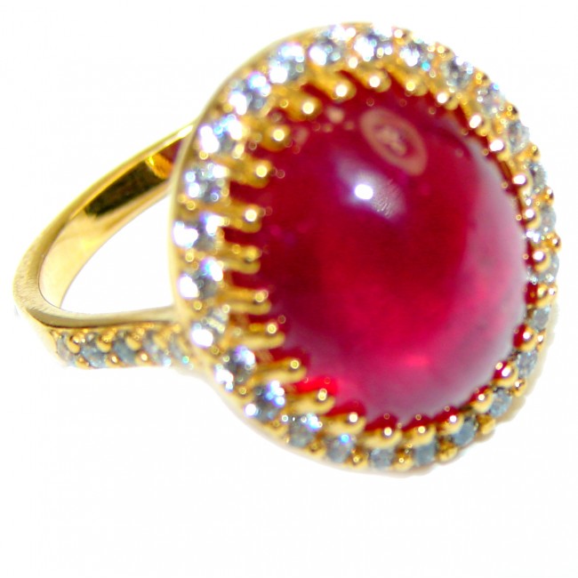 BEST quality 10.8 carat unique Ruby 14K Gold over .925 Sterling Silver handcrafted Ring size 8