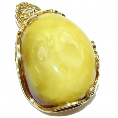 Genuine Butterscotch Baltic Amber 14K Gold over .925 Sterling Silver handmade pendant