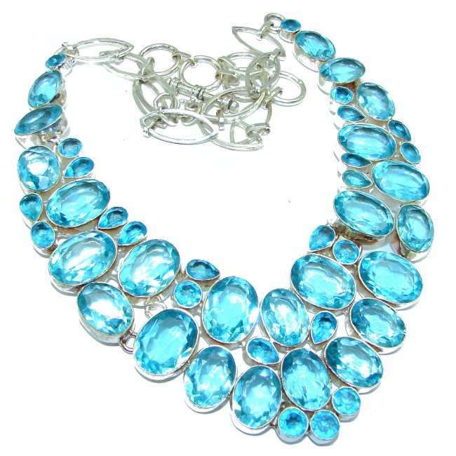 Endless Ocean Blue Topaz .925 Sterling Silver handmade necklace