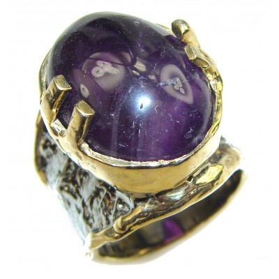 Purple Extravaganza Amethyst 14K Gold over .925 Sterling Silver HANDCRAFTED Ring size 6 1/4