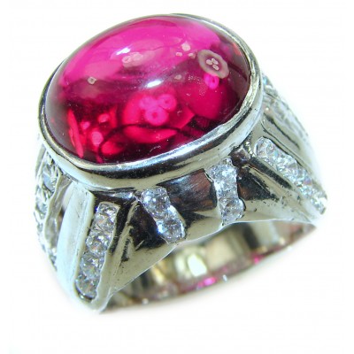 BEST quality 15.8 carat unique Ruby .925 Sterling Silver handcrafted Ring size 8