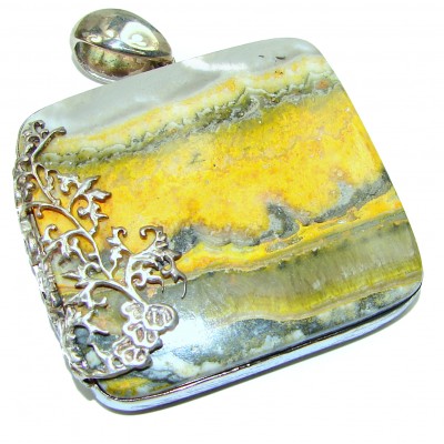 Vivid Beauty Yellow Bumble Bee .925 Jasper Sterling Silver pendant