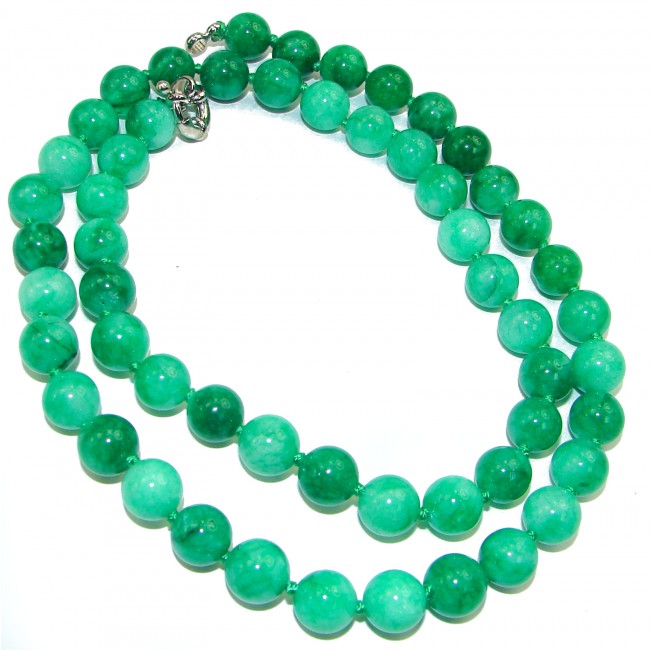 One of the kind great Green Jade Sterling Silver necklace