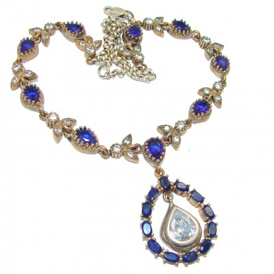 Magnificent Jewel created Sapphire .925 Sterling Silver handcrafted necklace
