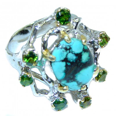 Authentic Beauty Turquoise Chrome Diopside .925 Sterling Silver ring; s. 8
