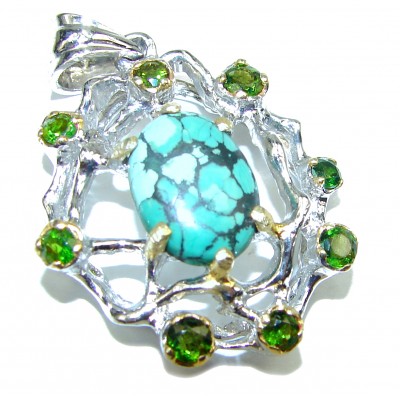 One of a kind Precious Turquoise .925 Sterling Silver handmade pendant