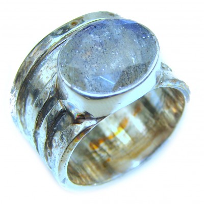 Vintage Design GENUINE Labradorite .925 Sterling Silver handcrafted ring size 7