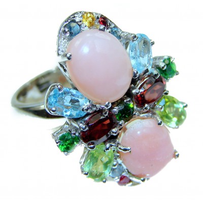 Authentic Pink Opal .925 Sterling Silver handcrafted ring size 7