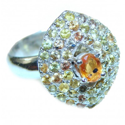 Vintage Style Citrine .925 Sterling Silver handmade Cocktail Ring s. 8
