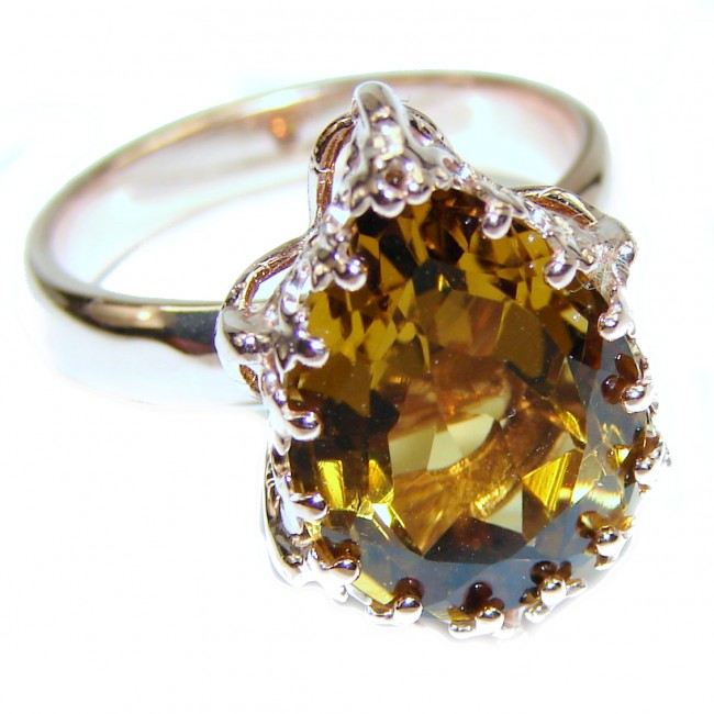 Champagne Smoky Topaz 14K Gold over .925 Sterling Silver Ring size 7
