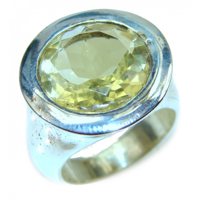 Vintage Style Citrine .925 Sterling Silver handmade Cocktail Ring s. 7
