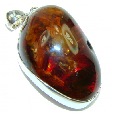 HUGE Genuine Baltic Amber .925 Sterling Silver handmade pendant