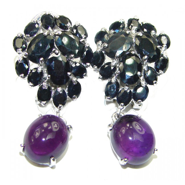 Real Beauty Sapphire Amethyst .925 Sterling Silver handcrafted earrings