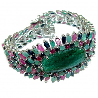 One of the kind authenticc Emerald .925 Sterling Silver handmade Bracelet